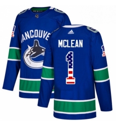 Mens Adidas Vancouver Canucks 1 Kirk Mclean Authentic Blue USA Flag Fashion NHL Jersey Mens Adidas Vancouver Canucks 1 Kirk Mclean Authentic Blue USA Flag Fashion NHL Jersey