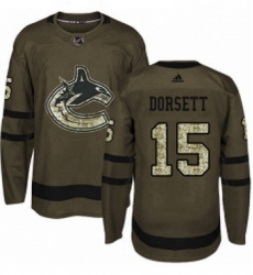 Mens Adidas Vancouver Canucks 15 Derek Dorsett Premier Green Salute to Service NHL Jersey Mens Adidas Vancouver Canucks 15 Derek Dorsett Premier Green Salute to Service NHL Jersey