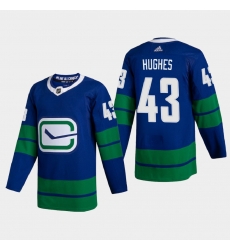 Vancouver Canucks 43 Quinn Hughes Men Adidas 2020 21 Authentic Player Alternate Stitched NHL Jersey Blue Vancouver Canucks 43 Quinn Hughes Men Adidas 2020 21 Authentic Player Alternate Stitched NHL Jersey Blue