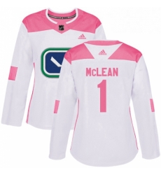 Womens Adidas Vancouver Canucks 1 Kirk Mclean Authentic WhitePink Fashion NHL Jersey Womens Adidas Vancouver Canucks 1 Kirk Mclean Authentic WhitePink Fashion NHL Jersey