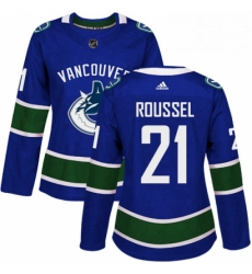 Womens Adidas Vancouver Canucks 21 Antoine Roussel Authentic Blue Home NHL Jersey Womens Adidas Vancouver Canucks 21 Antoine Roussel Authentic Blue Home NHL Jersey