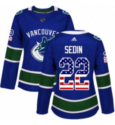 Womens Adidas Vancouver Canucks 22 Daniel Sedin Authentic Blue USA Flag Fashion NHL Jersey Womens Adidas Vancouver Canucks 22 Daniel Sedin Authentic Blue USA Flag Fashion NHL Jersey