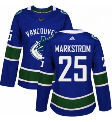 Womens Adidas Vancouver Canucks 25 Jacob Markstrom Authentic Blue Home NHL Jersey Womens Adidas Vancouver Canucks 25 Jacob Markstrom Authentic Blue Home NHL Jersey
