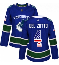 Womens Adidas Vancouver Canucks 4 Michael Del Zotto Authentic Blue USA Flag Fashion NHL Jersey Womens Adidas Vancouver Canucks 4 Michael Del Zotto Authentic Blue USA Flag Fashion NHL Jersey