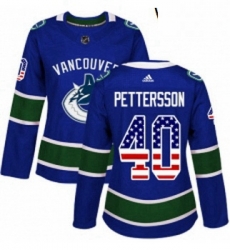 Womens Adidas Vancouver Canucks 40 Elias Pettersson Blue Home Authentic USA Flag Stitched NHL Jersey Womens Adidas Vancouver Canucks 40 Elias Pettersson Blue Home Authentic USA Flag Stitched NHL Jersey