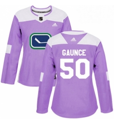 Womens Adidas Vancouver Canucks 50 Brendan Gaunce Authentic Purple Fights Cancer Practice NHL Jersey Womens Adidas Vancouver Canucks 50 Brendan Gaunce Authentic Purple Fights Cancer Practice NHL Jersey