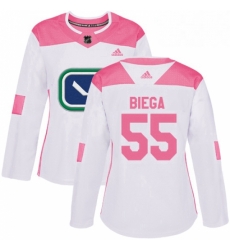 Womens Adidas Vancouver Canucks 55 Alex Biega Authentic WhitePink Fashion NHL Jersey Womens Adidas Vancouver Canucks 55 Alex Biega Authentic WhitePink Fashion NHL Jersey