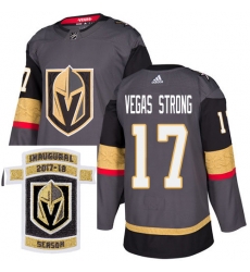 Adidas Golden Knights #17 Vegas Strong Grey Home Authentic Stitched NHL Inaugural Season Patch Jersey Adidas Golden Knights #17 Vegas Strong Grey Home Authentic Stitched NHL Inaugural Season Patch Jersey