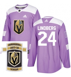 Adidas Golden Knights #24 Oscar Lindberg Purple Authentic Fights Cancer Stitched NHL Inaugural Season Patch Jersey Adidas Golden Knights #24 Oscar Lindberg Purple Authentic Fights Cancer Stitched NHL Inaugural Season Patch Jersey