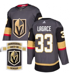 Adidas Golden Knights #33 Maxime Lagace Grey Home Authentic Stitched NHL Inaugural Season Patch Jersey Adidas Golden Knights #33 Maxime Lagace Grey Home Authentic Stitched NHL Inaugural Season Patch Jersey