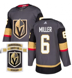Adidas Golden Knights #6 Colin Miller Grey Home Authentic Stitched NHL Inaugural Season Patch Jersey Adidas Golden Knights #6 Colin Miller Grey Home Authentic Stitched NHL Inaugural Season Patch Jersey