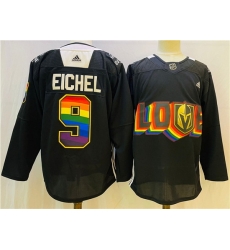 Men Vegas Golden Knights 9 Jack Eichel 2022 Black Pride Night Stitched Jersey Men Vegas Golden Knights 9 Jack Eichel 2022 Black Pride Night Stitched Jersey