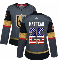 Womens Adidas Vegas Golden Knights 25 Stefan Matteau Authentic Gray USA Flag Fashion NHL Jersey Womens Adidas Vegas Golden Knights 25 Stefan Matteau Authentic Gray USA Flag Fashion NHL Jersey
