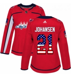 Womens Adidas Washington Capitals 21 Lucas Johansen Authentic Red USA Flag Fashion NHL Jersey Womens Adidas Washington Capitals 21 Lucas Johansen Authentic Red USA Flag Fashion NHL Jersey