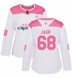 Womens Adidas Washington Capitals 68 Jaromir Jagr Authentic WhitePink Fashion NHL Jersey Womens Adidas Washington Capitals 68 Jaromir Jagr Authentic WhitePink Fashion NHL Jersey
