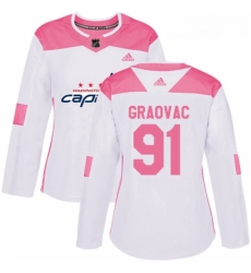 Womens Adidas Washington Capitals 91 Tyler Graovac Authentic WhitePink Fashion NHL Jersey Womens Adidas Washington Capitals 91 Tyler Graovac Authentic WhitePink Fashion NHL Jersey