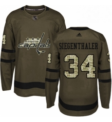 Youth Adidas Washington Capitals 34 Jonas Siegenthaler Authentic Green Salute to Service NHL Jersey 