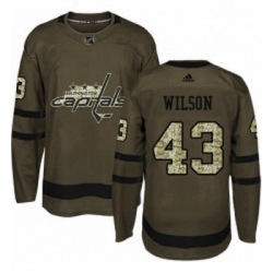 Youth Adidas Washington Capitals 43 Tom Wilson Premier Green Salute to Service NHL Jersey 
