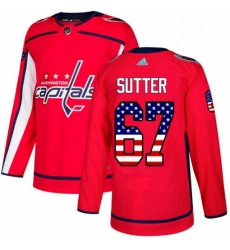 Youth Adidas Washington Capitals 67 Riley Sutter Authentic Red USA Flag Fashion NHL Jerse Youth Adidas Washington Capitals 67 Riley Sutter Authentic Red USA Flag Fashion NHL Jerse