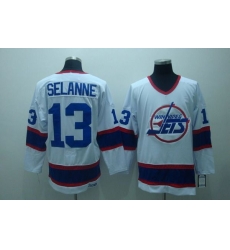 Jets #13 Teemu Selanne Stitched White CCM Throwback NHL Jersey Jets #13 Teemu Selanne Stitched White CCM Throwback NHL Jersey