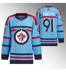 Men Winnipeg Jets 91 Cole Perfetti Light Blue Anniversary Primegreen Stitched Jersey Men Winnipeg Jets 91 Cole Perfetti Light Blue Anniversary Primegreen Stitched Jersey
