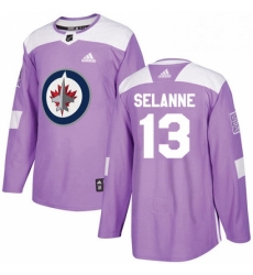 Mens Adidas Winnipeg Jets 13 Teemu Selanne Authentic Purple Fights Cancer Practice NHL Jersey Mens Adidas Winnipeg Jets 13 Teemu Selanne Authentic Purple Fights Cancer Practice NHL Jersey