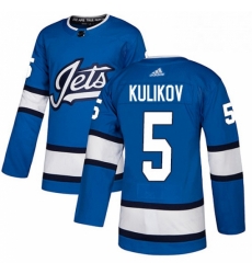 Mens Adidas Winnipeg Jets 5 Dmitry Kulikov Authentic Blue Alternate NHL Jersey Mens Adidas Winnipeg Jets 5 Dmitry Kulikov Authentic Blue Alternate NHL Jersey