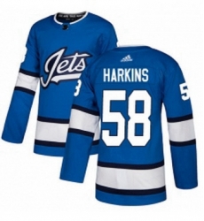 Mens Adidas Winnipeg Jets 58 Jansen Harkins Authentic Blue Alternate NHL Jersey Mens Adidas Winnipeg Jets 58 Jansen Harkins Authentic Blue Alternate NHL Jersey
