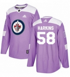 Mens Adidas Winnipeg Jets 58 Jansen Harkins Authentic Purple Fights Cancer Practice NHL Jersey Mens Adidas Winnipeg Jets 58 Jansen Harkins Authentic Purple Fights Cancer Practice NHL Jersey