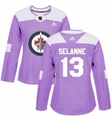 Womens Adidas Winnipeg Jets 13 Teemu Selanne Authentic Purple Fights Cancer Practice NHL Jersey Womens Adidas Winnipeg Jets 13 Teemu Selanne Authentic Purple Fights Cancer Practice NHL Jersey