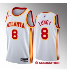 Men Atlanta Hawks 8 Seth Lundy White 2023 Draft Association Edition Stitched Jersey Men Atlanta Hawks 8 Seth Lundy White 2023 Draft Association Edition Stitched Jersey