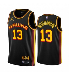Men's Atlanta Hawks #13 Bogdan Bogdanovic 2022-23 Black Statement Edition Stitched Jersey Men's Atlanta Hawks #13 Bogdan Bogdanovic 2022-23 Black Statement Edition Stitched Jersey