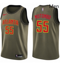 Mens Nike Atlanta Hawks 55 Dikembe Mutombo Swingman Green Salute to Service NBA Jersey Mens Nike Atlanta Hawks 55 Dikembe Mutombo Swingman Green Salute to Service NBA Jersey