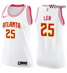 Womens Nike Atlanta Hawks 25 Alex Len Swingman White Pink Fashion NBA Jersey Womens Nike Atlanta Hawks 25 Alex Len Swingman White Pink Fashion NBA Jersey