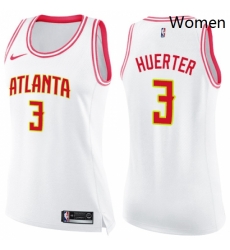 Womens Nike Atlanta Hawks 3 Kevin Huerter Swingman White Pink Fashion NBA Jersey 