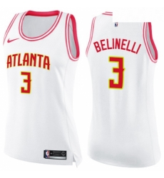 Womens Nike Atlanta Hawks 3 Marco Belinelli Swingman WhitePink Fashion NBA Jersey Womens Nike Atlanta Hawks 3 Marco Belinelli Swingman WhitePink Fashion NBA Jersey