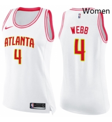 Womens Nike Atlanta Hawks 4 Spud Webb Swingman WhitePink Fashion NBA Jersey Womens Nike Atlanta Hawks 4 Spud Webb Swingman WhitePink Fashion NBA Jersey