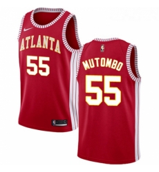 Womens Nike Atlanta Hawks 55 Dikembe Mutombo Authentic Red NBA Jersey Statement Edition Womens Nike Atlanta Hawks 55 Dikembe Mutombo Authentic Red NBA Jersey Statement Edition
