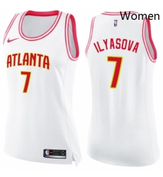 Womens Nike Atlanta Hawks 7 Ersan Ilyasova Swingman WhitePink Fashion NBA Jersey Womens Nike Atlanta Hawks 7 Ersan Ilyasova Swingman WhitePink Fashion NBA Jersey