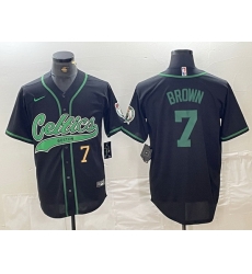 Men Boston Celtics 7 Jaylen Brown Number Black Cool Base Stitched Baseball Jersey Men Boston Celtics 7 Jaylen Brown Number Black Cool Base Stitched Baseball Jersey