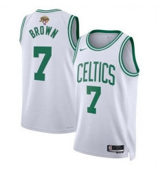Men Boston Celtics 7 Jaylen Brown White 2024 Finals Association Edition Stitched Basketball Jersey Men Boston Celtics 7 Jaylen Brown White 2024 Finals Association Edition Stitched Basketball Jersey