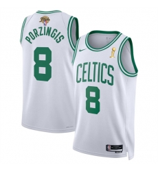 Men Boston Celtics 8 Kristaps Porzingis White 2024 Finals Champions Association Edition Stitched Basketball Jersey Men Boston Celtics 8 Kristaps Porzingis White 2024 Finals Champions Association Edition Stitched Basketball Jersey
