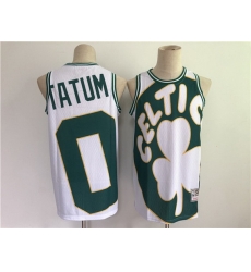 Men Men Boston Celtics 0 Jayson Tatum White and Green Big Face Throwback Stitched Jers Men Men Boston Celtics 0 Jayson Tatum White and Green Big Face Throwback Stitched Jers