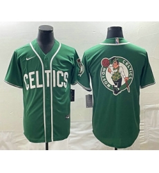 Men's Boston Celtics Big Logo Green Stitched Baseball Jersey Men's Boston Celtics Big Logo Green Stitched Baseball Jersey