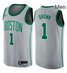 Mens Nike Boston Celtics 1 Walter Brown Swingman Gray NBA Jersey City Edition Mens Nike Boston Celtics 1 Walter Brown Swingman Gray NBA Jersey City Edition