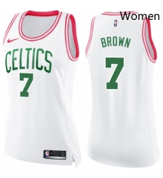 Womens Nike Boston Celtics 7 Jaylen Brown Swingman WhitePink Fashion NBA Jersey Womens Nike Boston Celtics 7 Jaylen Brown Swingman WhitePink Fashion NBA Jersey