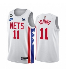 Men Brooklyn Nets 11 Kyrie Irving 2022 23 White With Patch Classic Edition With NO 6 Patch Stitched Basketball Jersey Men Brooklyn Nets 11 Kyrie Irving 2022 23 White With Patch Classic Edition With NO 6 Patch Stitched Basketball Jersey