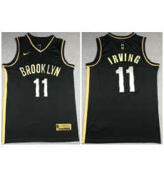 Men Brooklyn Nets 11 Kyrie Irving Black Gold 2021 Nike Swin Men Brooklyn Nets 11 Kyrie Irving Black Gold 2021 Nike Swin