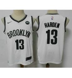 Men Brooklyn Nets 13 James Harden 2021 White Swingman Stitched NBA Jersey With The NEW Sponsor Logo Men Brooklyn Nets 13 James Harden 2021 White Swingman Stitched NBA Jersey With The NEW Sponsor Logo