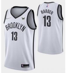 Men Brooklyn Nets 13 James Harden White 75th Anniversary Association Edition Stitched NBA Jersey Men Brooklyn Nets 13 James Harden White 75th Anniversary Association Edition Stitched NBA Jersey